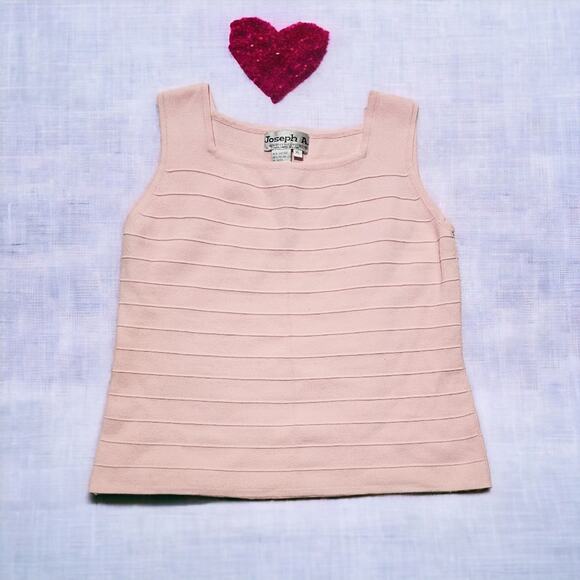 Joseph A pink square neck stretch textured stripe sleeveless top size XL - Picture 7 of 7